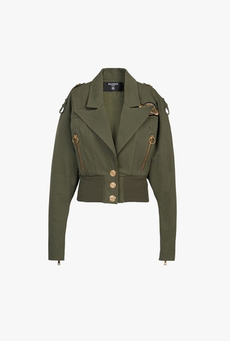 ÁO BALMAIN Khaki denim bomber jacket