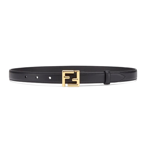 DÂY LƯNG Fendi Women Thin Belt with Loop and FF Stud Buckle-Black