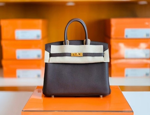 Túi Hermes Birkin Togo chocolate Gold Hardware Handmade khâu tay 25cm