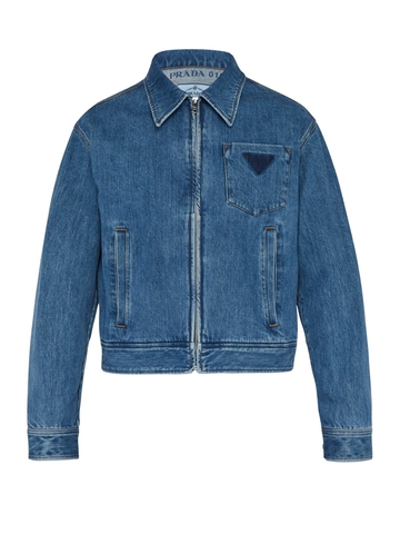 ÁO PRADA  Washed logo denim jacket
