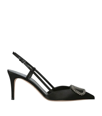Giày VALENTINO GARAVANI  Satin VLogo Slingback Mules 80