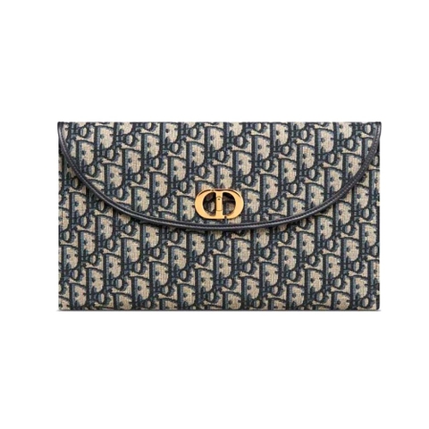 TÚI Dior Women 30 Montaigne Avenue Pouch with Flap Blue Dior Oblique Jacquard