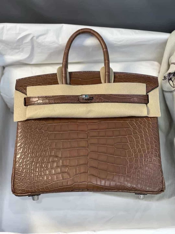 TÚI HERMES BIRKIN 25 DA CÁ SẤU MỸ MÀU HẠT DẺ(GIÁ LIÊN HỆ)