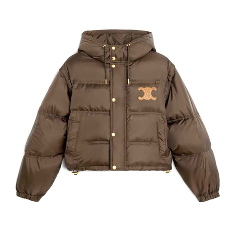 ÁO Celine Women Triomphe Cropped Down Jacket in Lightweight Nylon