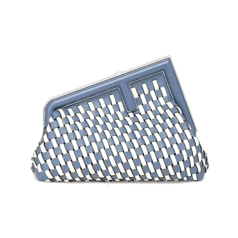 TÚI FENDI Women First Small White and Blue Woven Leather Bag
