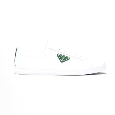 GIÀY PRADA Men Brushed Leather Sneakers-Green
