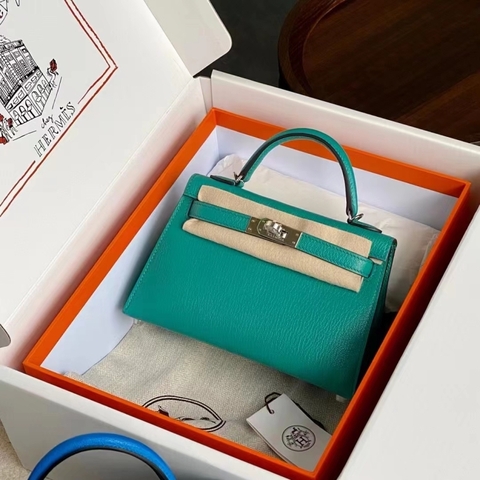 Túi Hermes Mini Kelly Vert Green Epsom 19CM Handmade khâu tay(Giá liên hệ)