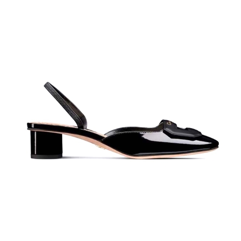 GIÀY Dior Women Day Slingback Pump Black Patent Calfskin