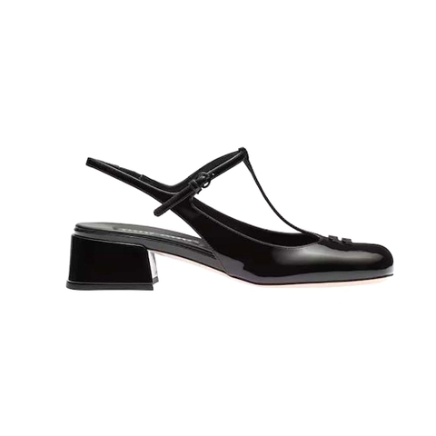 GIÀY Miu Miu Women Patent Leather Slingback Pumps-Black