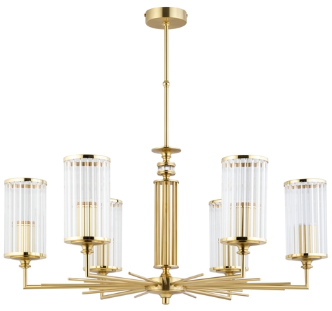 ĐÈN trần BAIDANA 6 Lights Gold Chandelier With Glass Shades