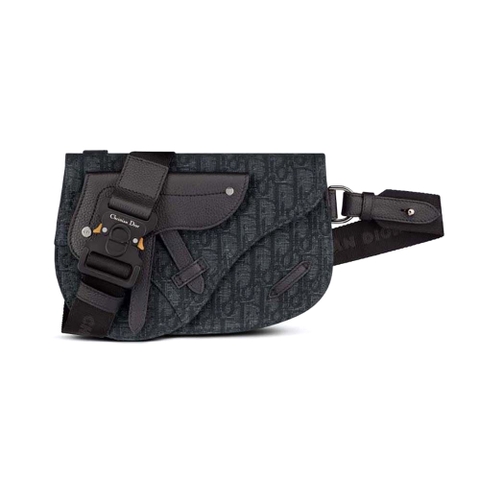 TÚI Dior Men Saddle Pouch Black Dior Oblique Jacquard