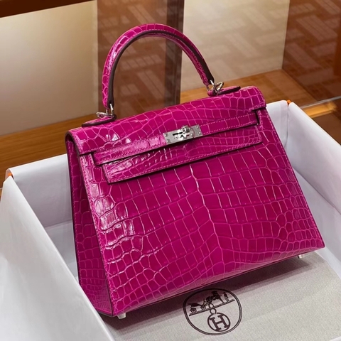Túi Hermes Kelly Fushsia Alligator 25CM/28CM Handmade khâu tay(Giá liên hệ)