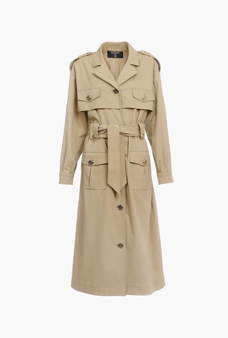 ÁO BALMAIN Beige trench with gold-tone buttons