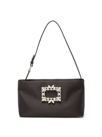 TÚI ROGER VIVIER Nightlily crystal-buckle satin shoulder bag