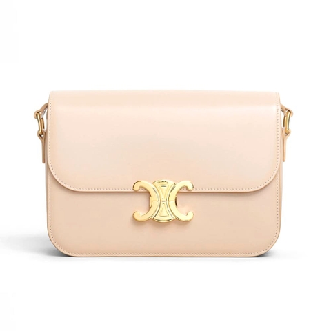 TÚI Celine Women Medium Triomphe Bag in Shiny Calfskin-White