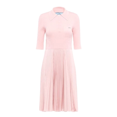 VÁY Prada Women Crepe DE Chine Dress-Pink