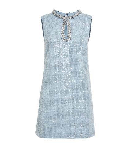 VÁY SELF-PORTRAIT  Bouclé Sequin-Embellished Mini Dress