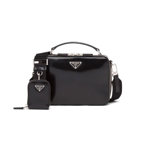 TÚI Prada Women Prada Brique Brushed Leather Bag-Black