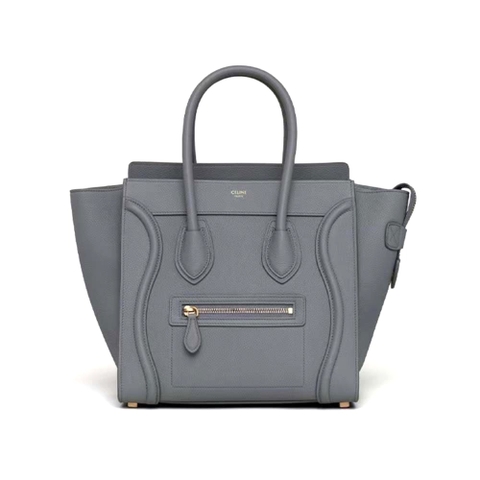 TÚI Celine Women Micro Luggage Handbag in Drummed Calfskin-Silver