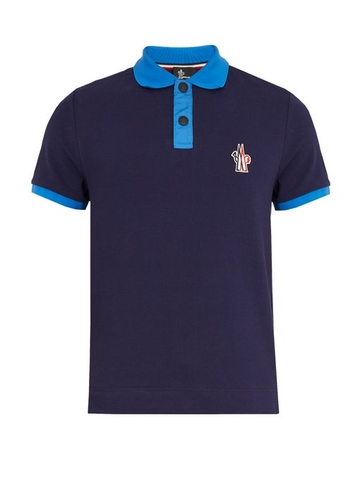 ÁO POLO MONCLER Contrast-trim logo-appliqué cotton polo shirt
