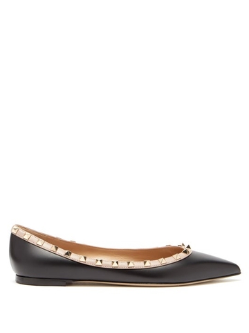 GIÀY VALENTINO GARAVANI Rockstud point-toe leather ballet flats