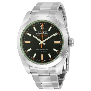 ĐỒNG HỒ ROLEX Milgauss Black Dial Domed Bezel Green Crystal Oyster Bracelet