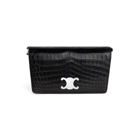 TÚI Celine Women Trapeze Triomphe Bag in Shiny Calfskin-Black