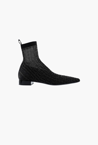 GIÀY BALMAIN Fuchsia pink debossed suede Roni ankle boots with Balmain monogram