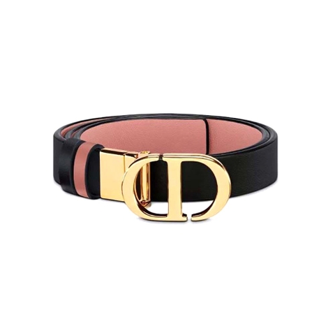 DÂY LƯNG Dior Women 30 Montaigne Reversible Belt Black and Ethereal Pink Smooth Calfskin 20 MM