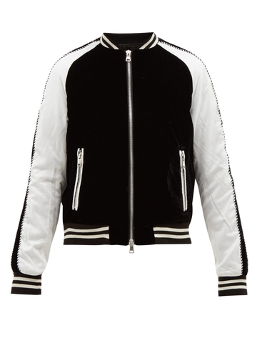 ÁO BALMAIN  Logo-flocked velvet varsity jacket