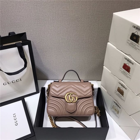 TÚI Gucci GG marmont mini top handle bag pink Top Quality