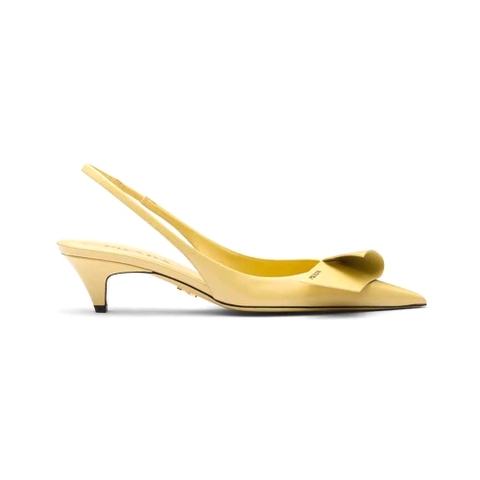 GIÀY Prada Women Brushed Leather Slingback Pumps-Yellow
