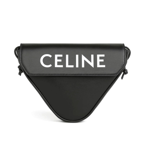 TÚI Celine Women Triangle Bag in Smooth Calfskin with Celine Print-Black
