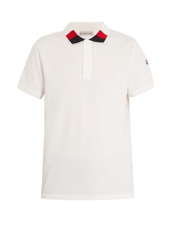 ÁO POLO MONCLER Contrast-collar cotton-piqué polo shirt