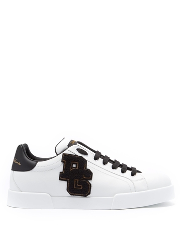 GIÀY DOLCE & GABBANA  Logo-appliqué low-top leather trainers