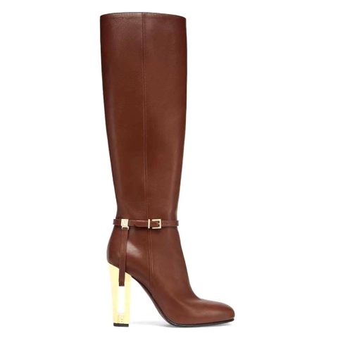 GIÀY Fendi Women Delfina Leather High-heeled Boots-Brown