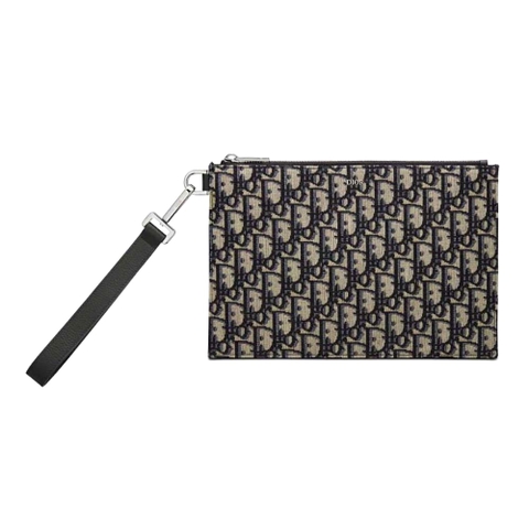 TÚI Dior A5 Pouch Beige and Black Dior Oblique Jacquard