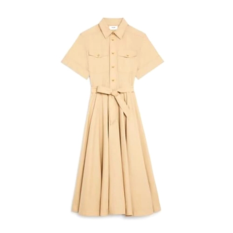 Váy Celine Women Shirt Dress in Lightweight Cotton-Brown