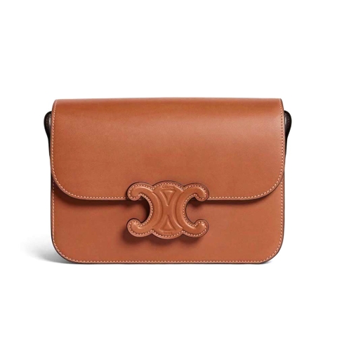 TÚI Celine Women Medium Bag Cuir Triomphe in Natural Calfskin-Brown