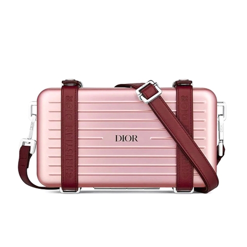 TÚI DIOR RIMOWA Personal Clutch Aluminum and Grained Calfskin-Pink