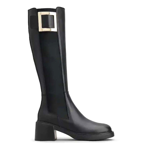GIÀY Roger Vivier Women Viv’ Rangers Metal Buckle Chelsea Boots in Leather