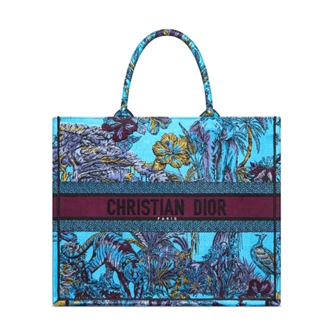 TÚI Dior Women Large Dior Book Tote Celestial Blue Multicolor Toile de Jouy Voyage Embroidery