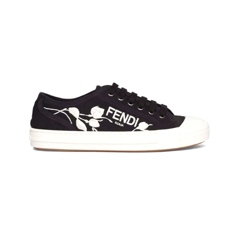 GIÀY FENDI Domino Black Canvas Low Tops