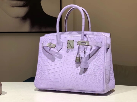 Túi Hermes Birkin Alligator Taro 30CM Handmade khâu tay(Giá liên hệ)