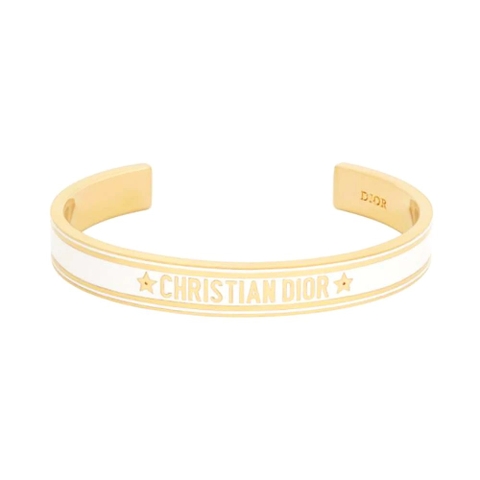 Vòng tay Dior Women Code Bangle Gold-Finish Metal and White Lacquer