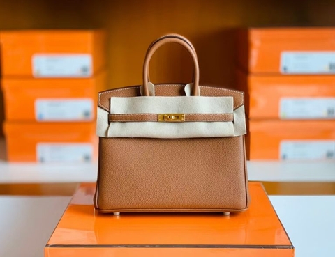Túi Hermes Birkin Togo Golden Brown Gold Hardware Handmade khâu tay 25cm