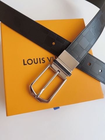 DÂY LƯNG LOUIS VUITTON BLACK SQUARE MONOGRAM DAMIER LEATHER Khóa bạc