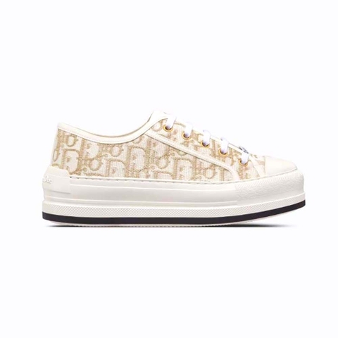 GIÀY Dior Women Walk’N’Dior Platform Sneaker White and Black Cotton Embroidered with Plan De Paris Motif