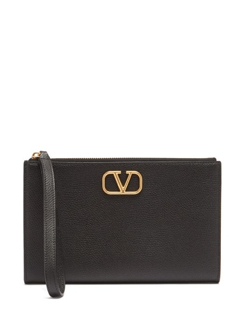 TÚI VALENTINO GARAVANI V-logo grained-leather pouch