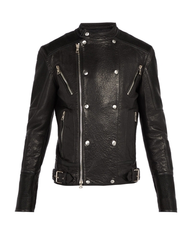 ÁO DA BALMAIN  Leather biker jacket